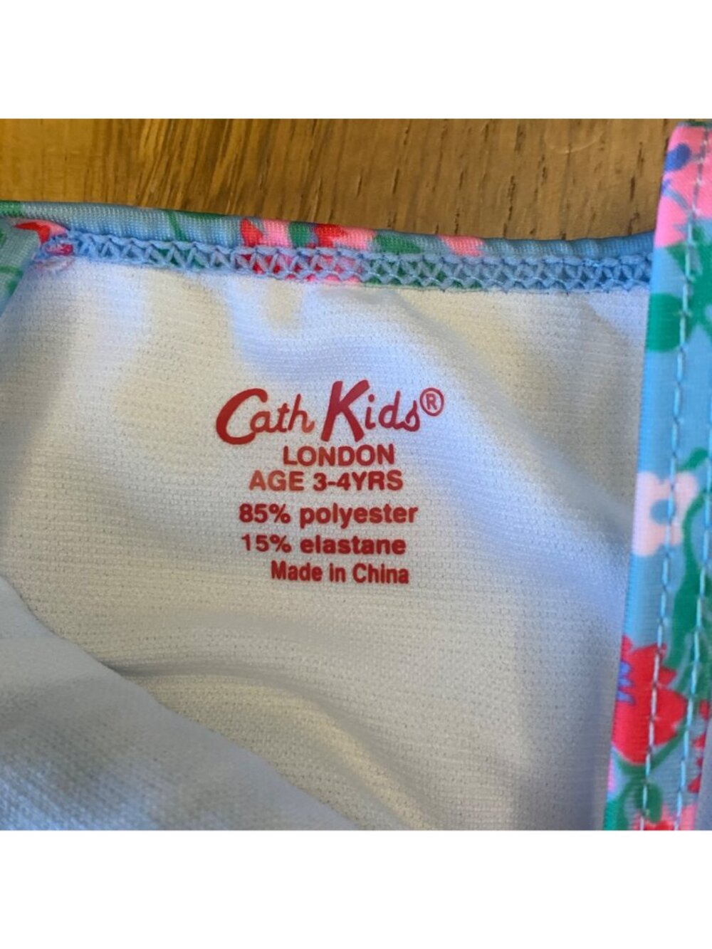 CATH KIDS Floral Swimsuit Girls 3-4 3T 4T Pink Blue Cross Back Ruffles Smocking - Picture 7 of 8